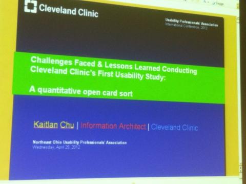 Cleveland Clinic’s First Usability Study NEOUPA Meeting with Kaitlan Chu 