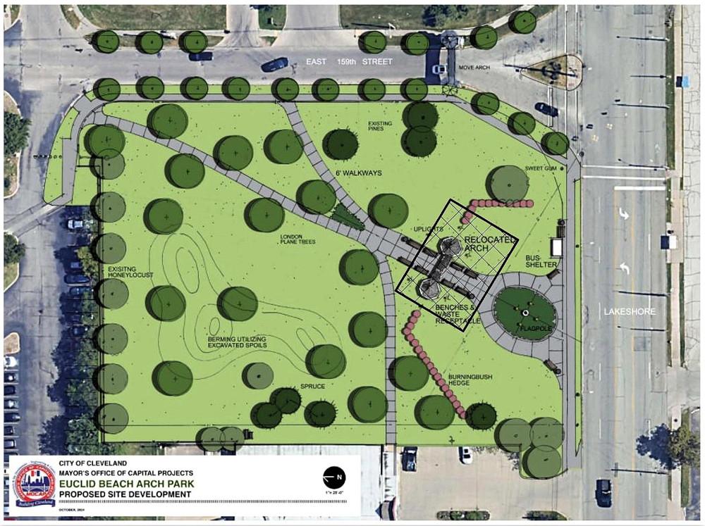 March 2024 - City of Cleveland proposed site development plan for the Euclid Beach Arch Park. March 2024 - City of Cleveland proposed site development plan for the Euclid Beach Arch Park.