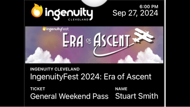 Friday - Sunday, September 27 - 29, 2024 - IngenuityFest 2024: Era of Ascent