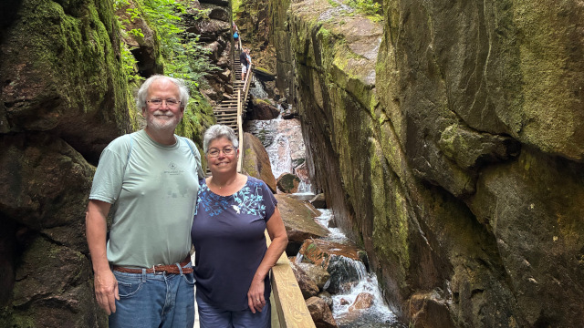 Sunday, August 17, 2025, Stuart and Julie at  Flume Gorge.