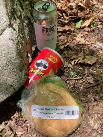 June 6, 2021 -  Trail lunch with fresh sandwich and FREE beer after resupplying in Cornwall Bridge, Connecticut
