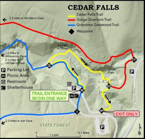 Cedar Falls - 1 mile - Moderate