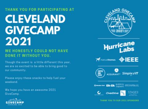 Cleveland GiveCamp 2021 - Kudo Box Thank-You Message