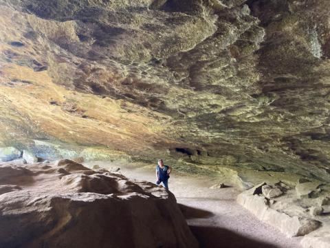 Julie &quot;rockin' it&quot; in Old Man's Cave at Hocking Hills State Park!
