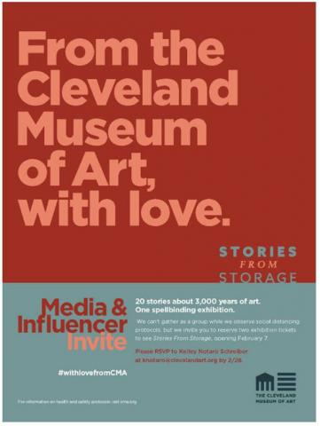 Cleveland Museum of Art's Media and Influencer Invitation to #WithLoveFromCMA &quot;Stories from Storage&quot; Opening