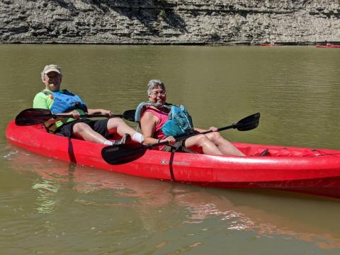 Stuart &amp; Julie kayaking on the Rocky River on August 18, 2020. Photo by Josh “Gadget” Scott.