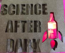Science After Dark crafts with a light-emitting diode and materials cut with laser engraver